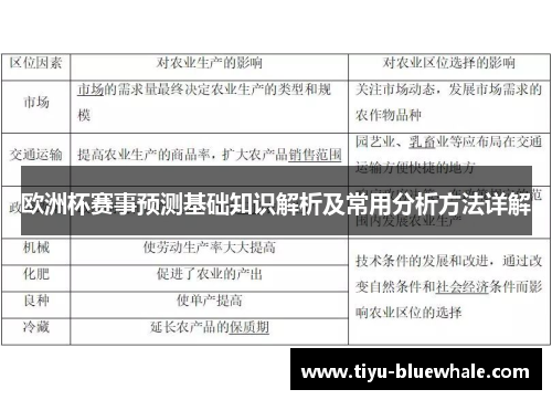 欧洲杯赛事预测基础知识解析及常用分析方法详解